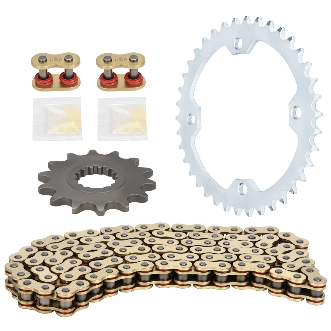 98L Dorado Conjunto de cadena de transmisión X-Ring y piñón de transmisión para Polaris RZR 170 2017-2021 0454771 0454563 0455224