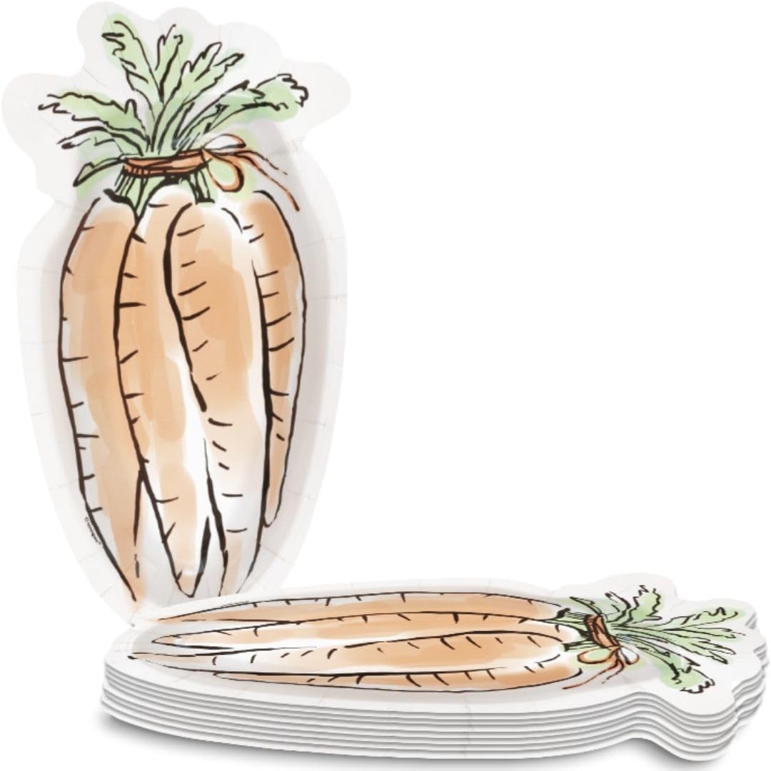Dainty Easter Carrot-Shaped Appetizer Paper Plates - 4.88" x 9.75" (Pack of 8) - Perfect for Easter Celebrations and Spring Gatherings