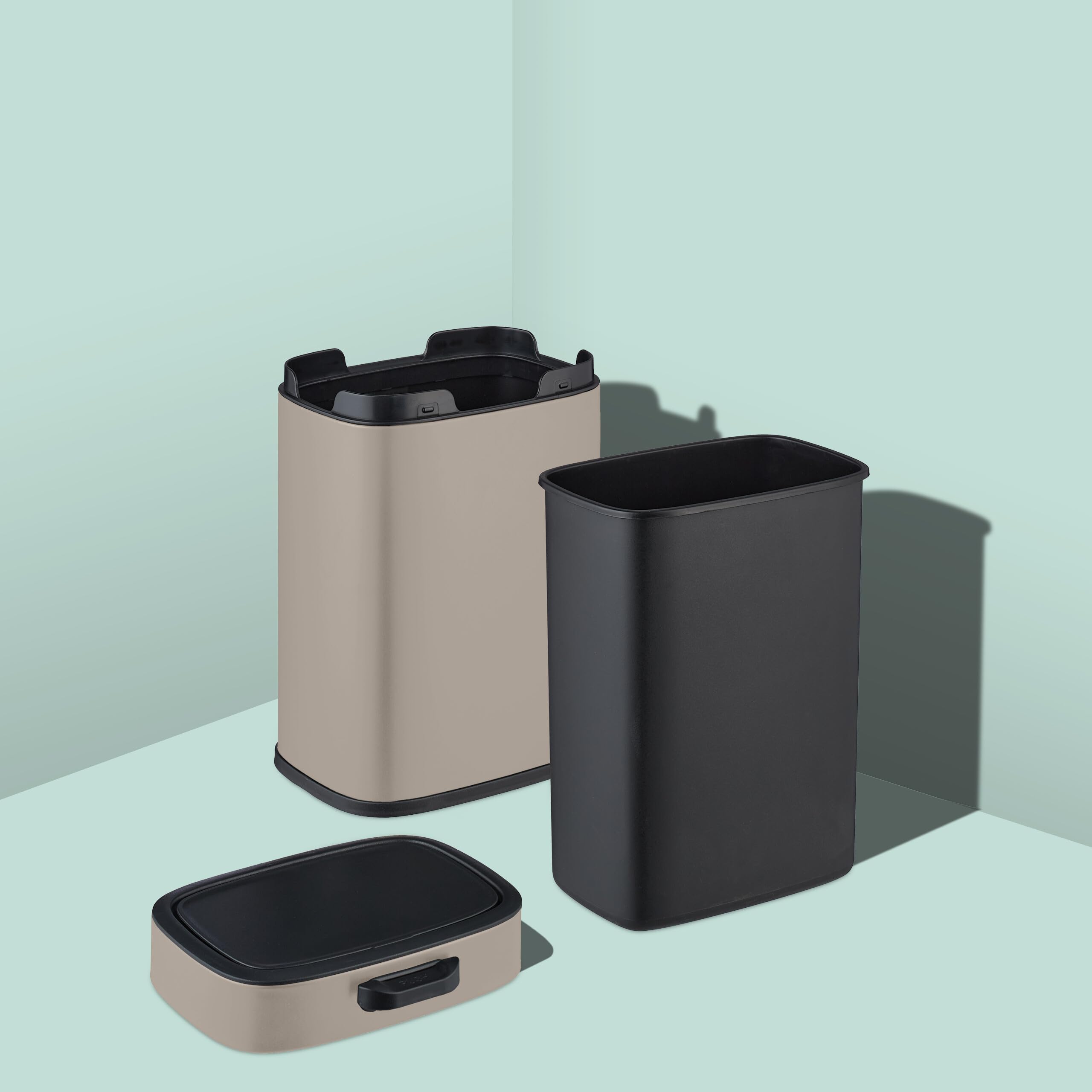 Relaxdays Cubo de Basura Colgante, 5 litros, para Montaje en Pared Papelera Interior, Basurero Cocina, Baño, Beige