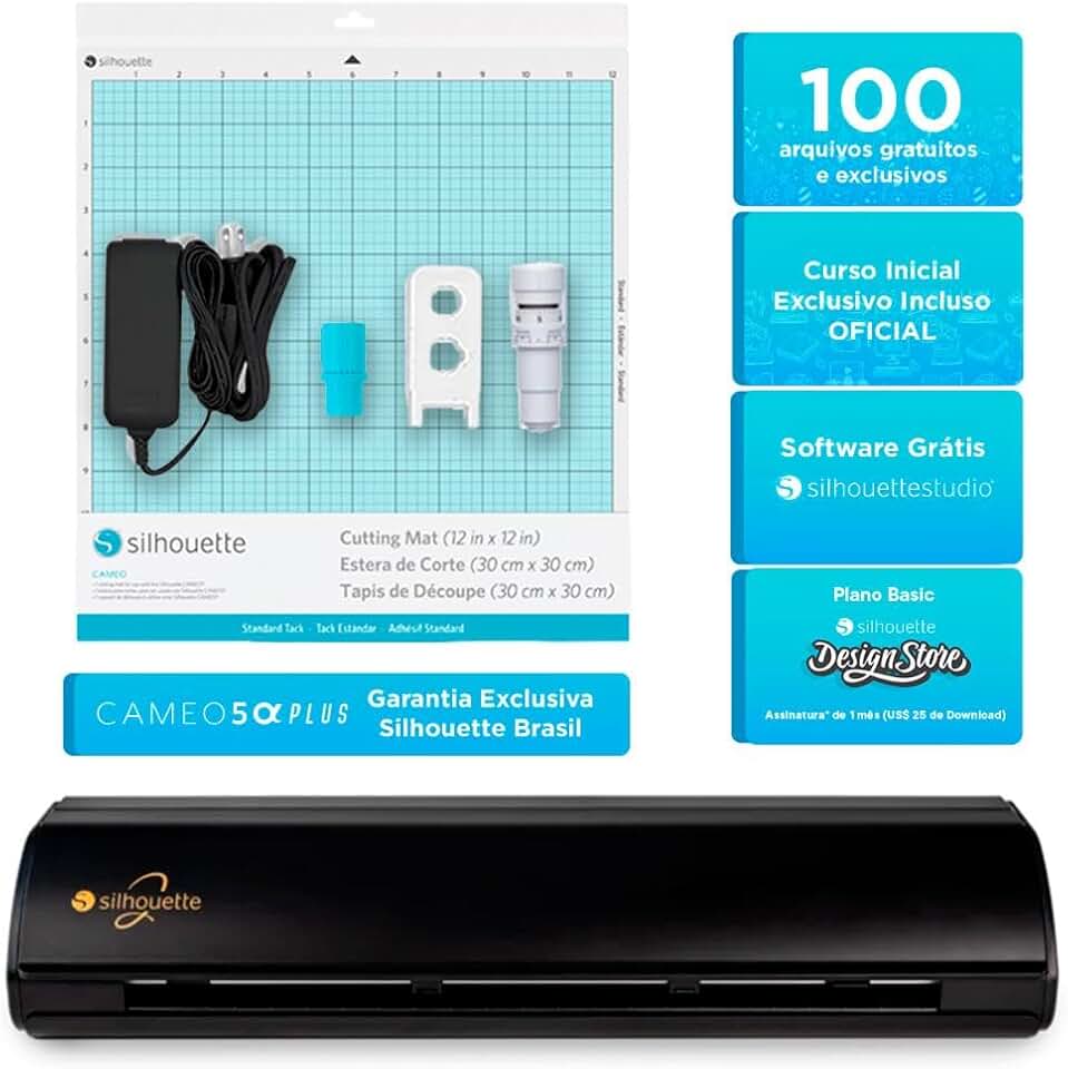 Silhouette Cameo 5 Alpha Plus – Máquina de Corte Profissional com Print & Cut, Alta Precisão e 5kg de Força