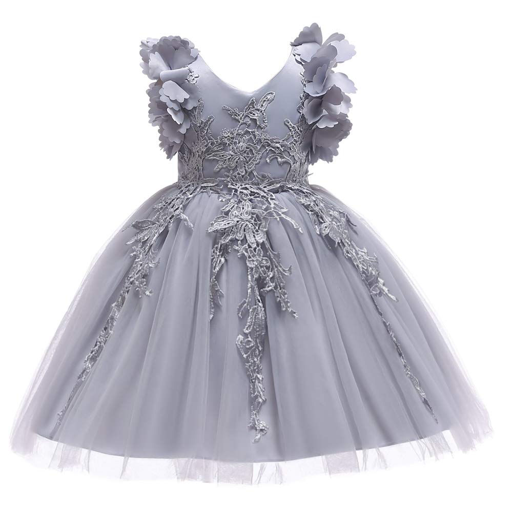 Weileenice Flower Girl Lace Dress Pageant Kids Wedding Christmas Holiday Party Dresses