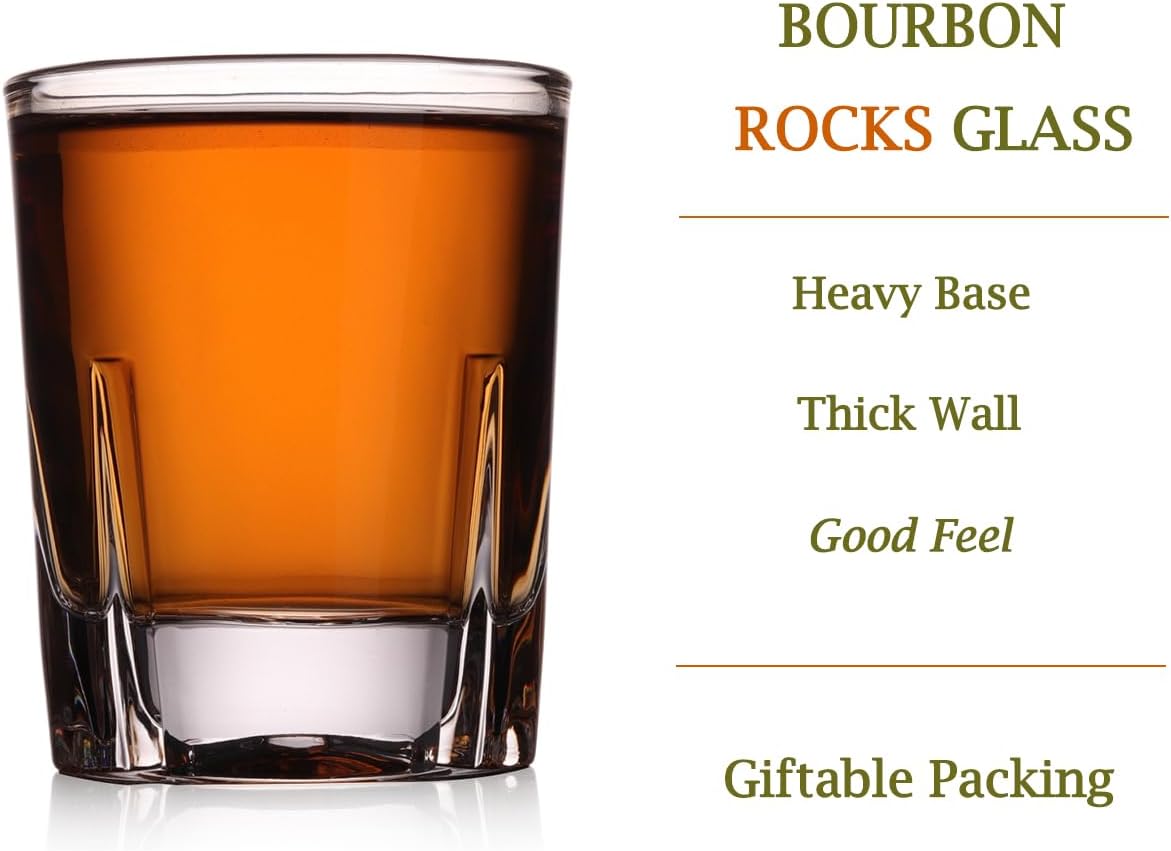Whiskey Rocks Glasses Set of 4, 6.5 oz (185 ml) Clear Drinking Cups with Heavy Solid Base, Good for Bourbon Jack Daniels Tennessee and Scotch - Image 3