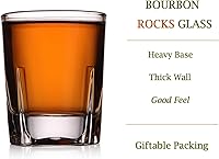 Vista 3 de Whiskey Rocks - Juego de 4 vasos transparentes de 6.5 onzas (6.3 fl oz) con base sólida pesada, buenos para Bourbon Jack Daniels Tennessee y Scotch