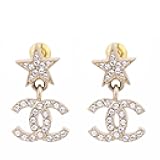 Elegant Crystal-Encrusted Star Drop Earrings – Lightweight Gold-Tone Fashion Accessory for Special Occasions