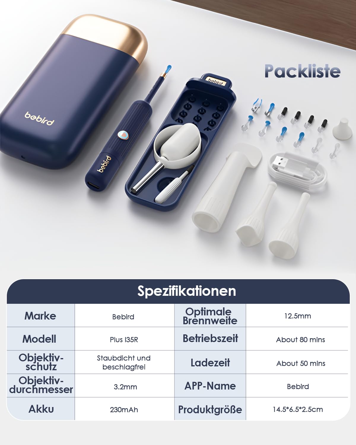 Ohrenreiniger mit Kamera - Professioneller 360° WIFI Ohrreiniger für Erwachsene | Schmerzloses Otoskop mit Pinzette | IP67 wasserdichter Design & hygienische Selbstreinigung zu Hause