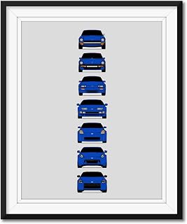 Nissan Z Car Generations Inspired Poster Print Wall Art Handmade Decor of the History and Evolution of the Datsun Fairlady Z (240Z 280ZX 300ZX 350Z 370Z Z) (Unframed)