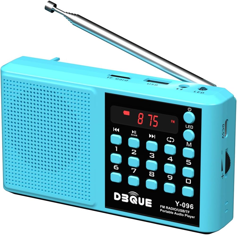 Portable AM FM Radio with Bluetooth Speaker，USB/TF Playback MP3 Player with USB-C Fast Charging,Auto Scan Save,Rechargeable Battery for Home Outdoor Use BT 5.0 Radio (Blue)