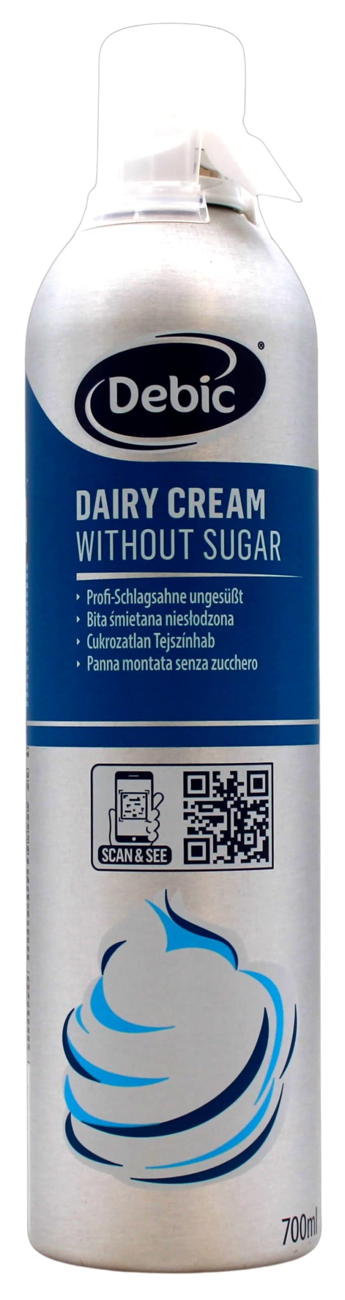 Debic Sprühfertige Profi-Schlagsahne ungesüßt, 6er Pack (6 x 700ml)