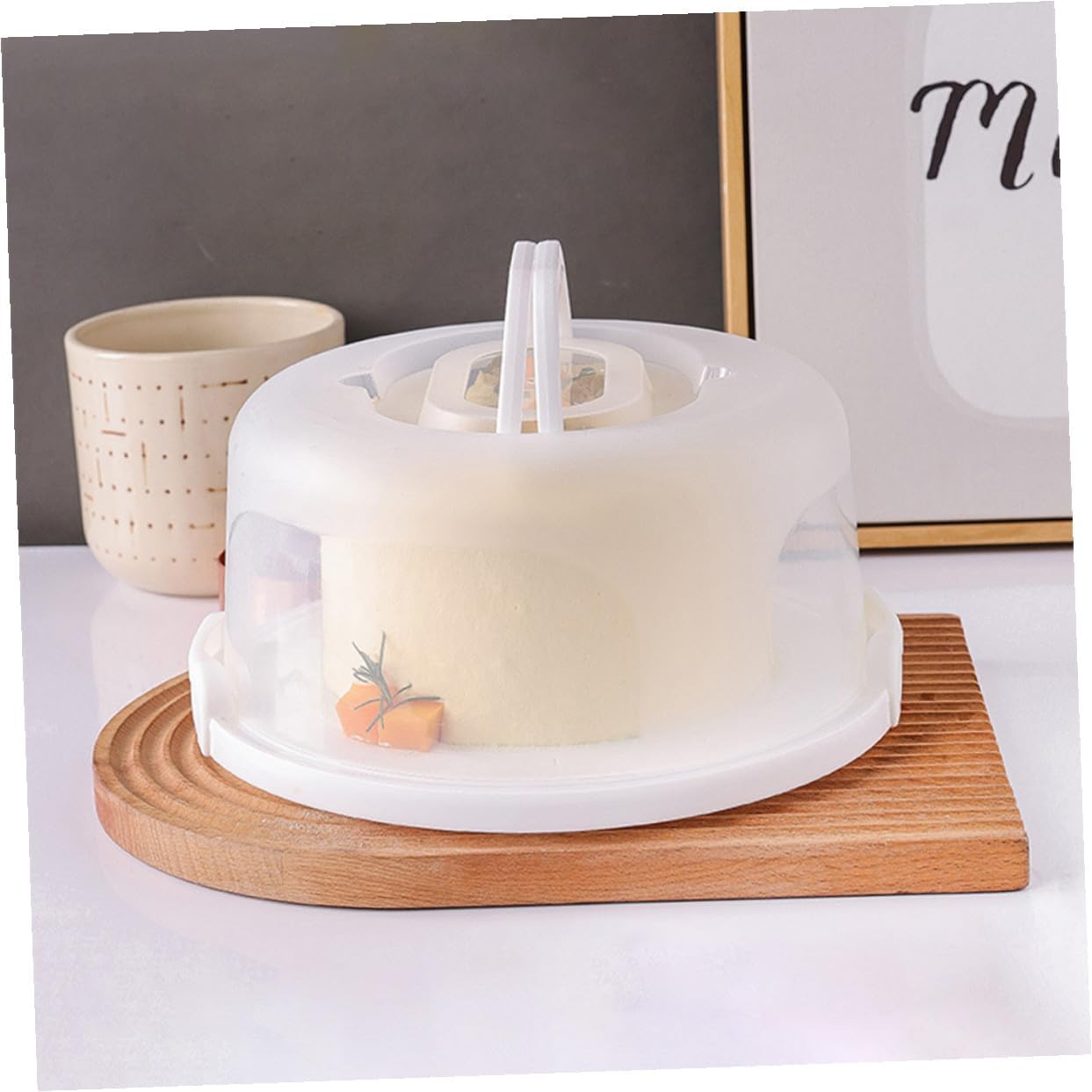 Reusable 8-inch White Tall Portable Cake Carrier Cake Box with Handle Bakery Container for Birthday Packing and Transport