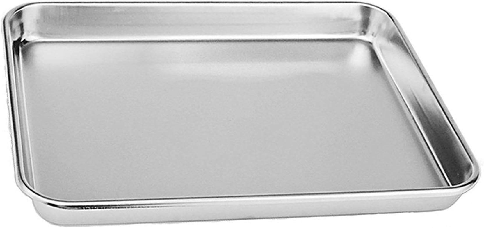 Tspkey 10.4X8.1X1-Inch Stainless Steel Cake Bake Pan ,Compact Toaster Oven Pan Tray Ovenware Professional, Deep Edge, Superior Mirror Finish,
