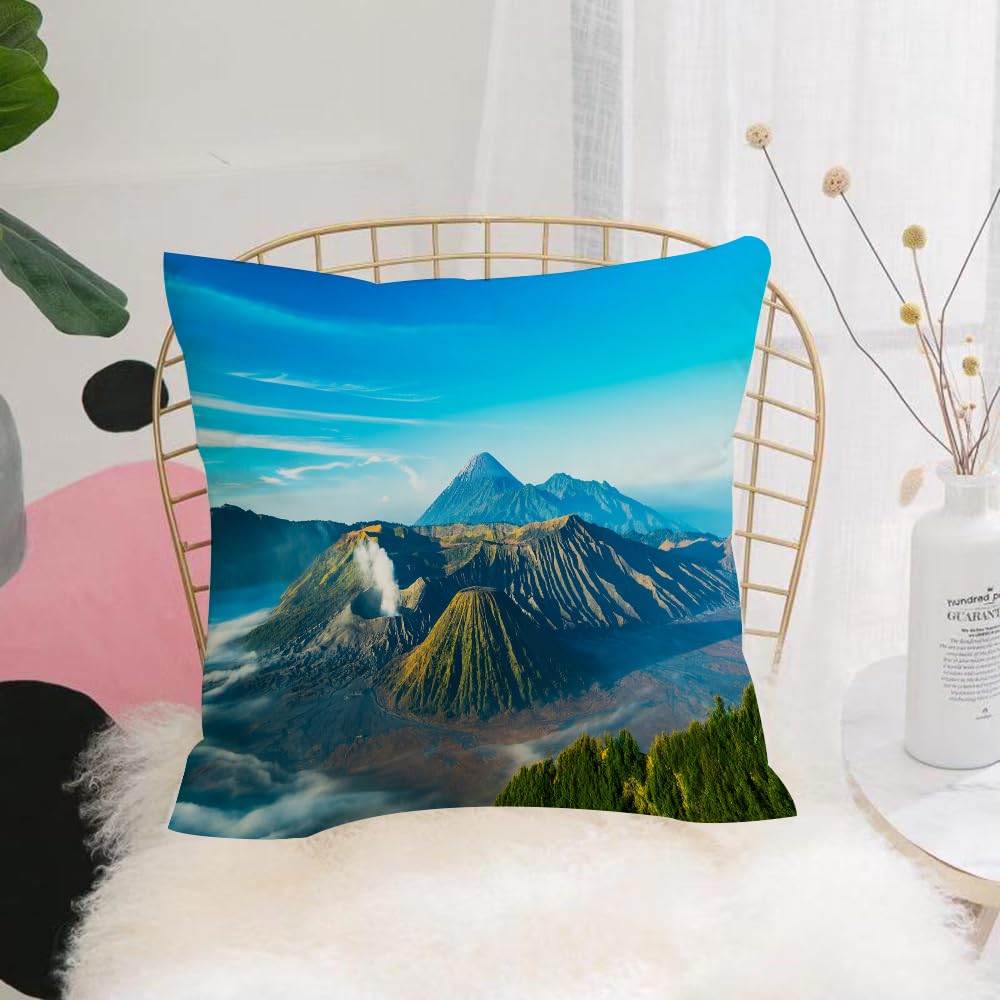 Hyosxw Mount Bromo Volcano During Sunrise East Java - A7 Cushion Cover,Throw Pillow Case Home Decorative For Living Room Bedroom Sofa Chair 18X18 Inch,Mount Bromo Volcano During Sunrise East Java Indonesia.,Pillowcase 45X45cm