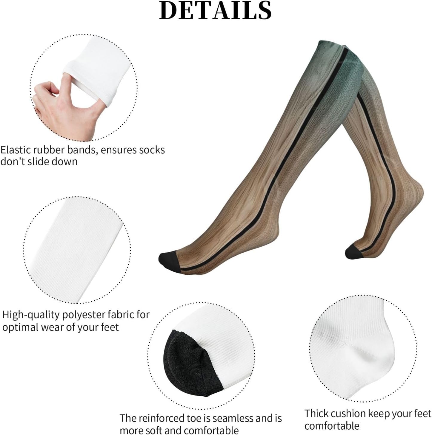 Wood Panels Background Compression Socks For Women Men 15-20mmhg Graduated Support Circulation Knee High Socks For Nurses Athletic