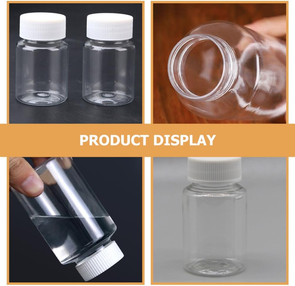 Kichvoe 40 Pack Clear Plastic Dispensing Bottles 3.14X1.77In Small Portable Pill Organizers Travel Medicine Containers for Camping Hiking Outdoor