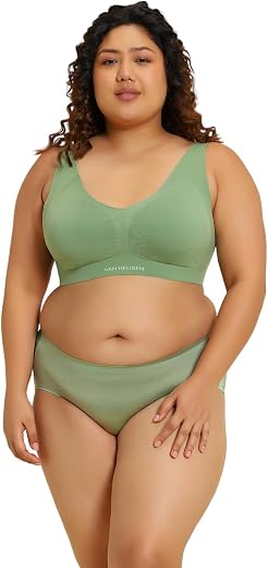 Van Heusen Women's Nylon Seamless Bra Wireless Seamless Flatknit Bra - Removable Pads, Anti Spillage, Full Coverage