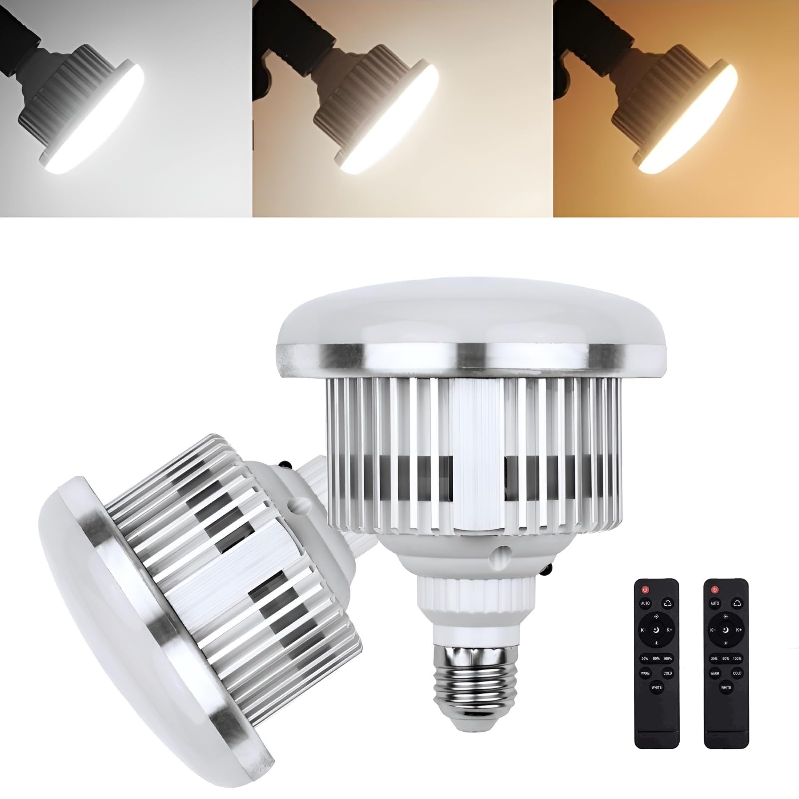 2X 50W Photographie Ampoule LED Lampe Photo Bicolore dimmable E27 3000-6500K Studio Photo Ampoule lumière du Jour pour Studio Photographe Enregistrement vidéo Softbox Éclairage Domestique