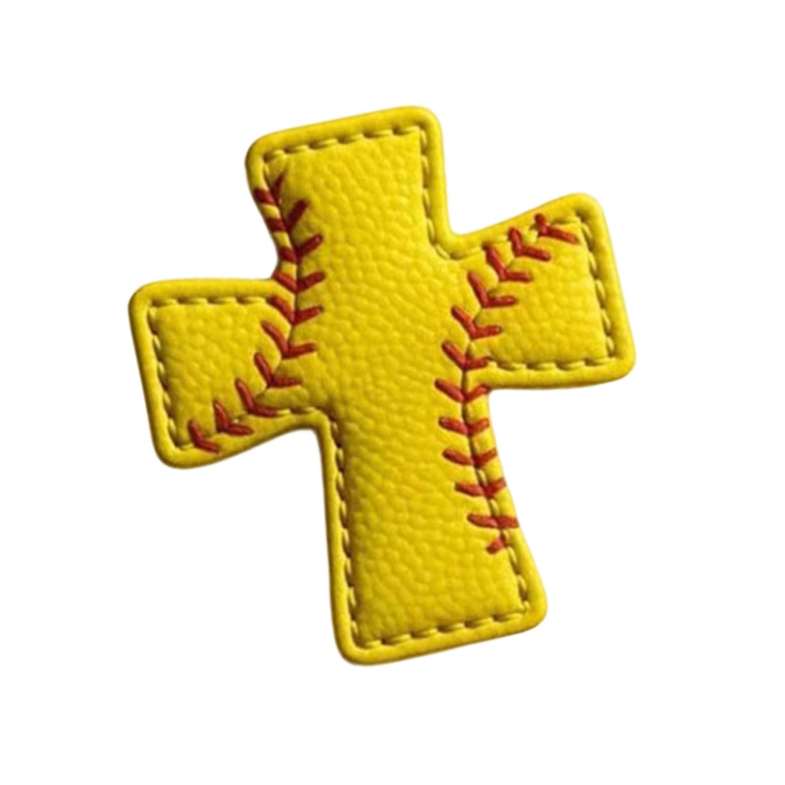 hogtnd Handmade Christian Symbol Crosses Accent Baseball, Football, Softball Embellished, Tokens Support for Christian Gift