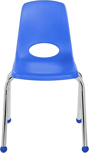 Miniatura 11 de Factory Direct Partners 10367-BL Silla escolar apilable de 16 pulgadas, asiento apilable para estudiantes con patas de acero cromado y rodamientos