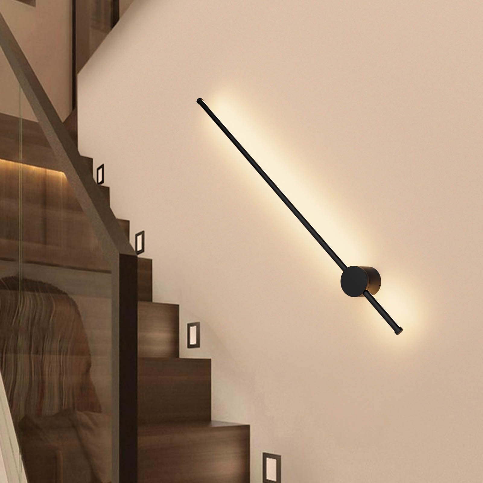Klighten Lampada da Parete da Interno LED Lunga, 97CM/28W Moderna Applique da Interno, IP65 Luci da Parete Esterno in Alluminio, per Soggiorno Scala Corridoio, Bianco Caldo 3000K, Nero | Lampada da parete in alluminio, impermeabile IP65, 2250 lumen, lampa