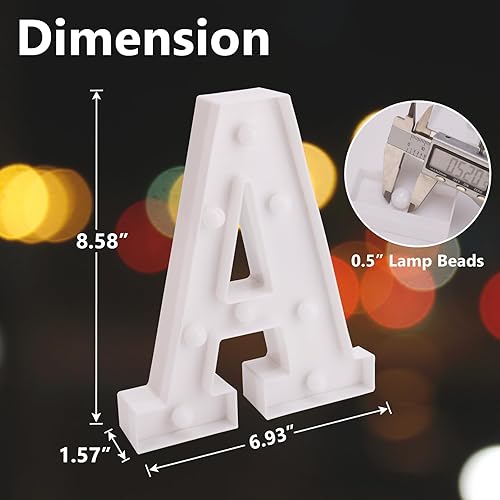 Miniatura 10 de Letrero LED de marquesina, letrero luminoso de 26 letras del alfabeto, letras LED que funcionan con pilas, para luz nocturna, bodas, cumpleaños,