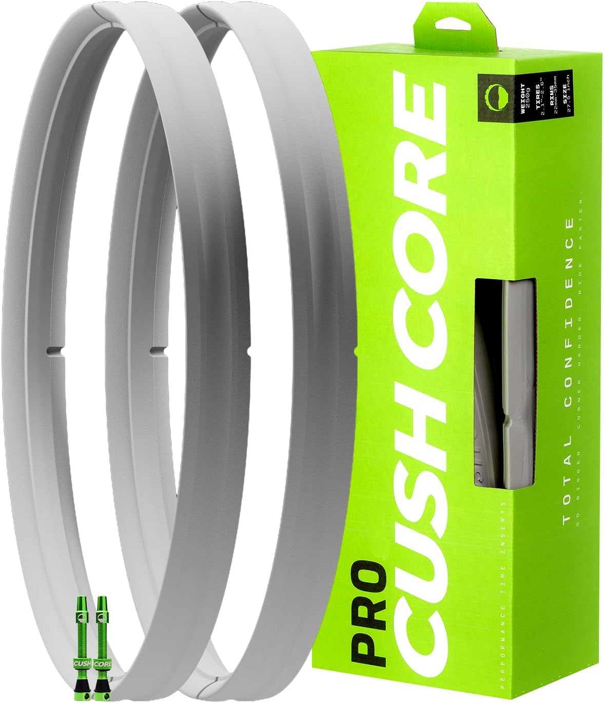 CushCore Pro Set - Includes (1) Tire Insert, (1) Presta Valve & (1) Rim Sticker, Easy at-Home Installation, Bicycle Tire Inserts, Helps Improve Ride Quality, Fits a 2.1"-2.6" Tire (Single, 29”)