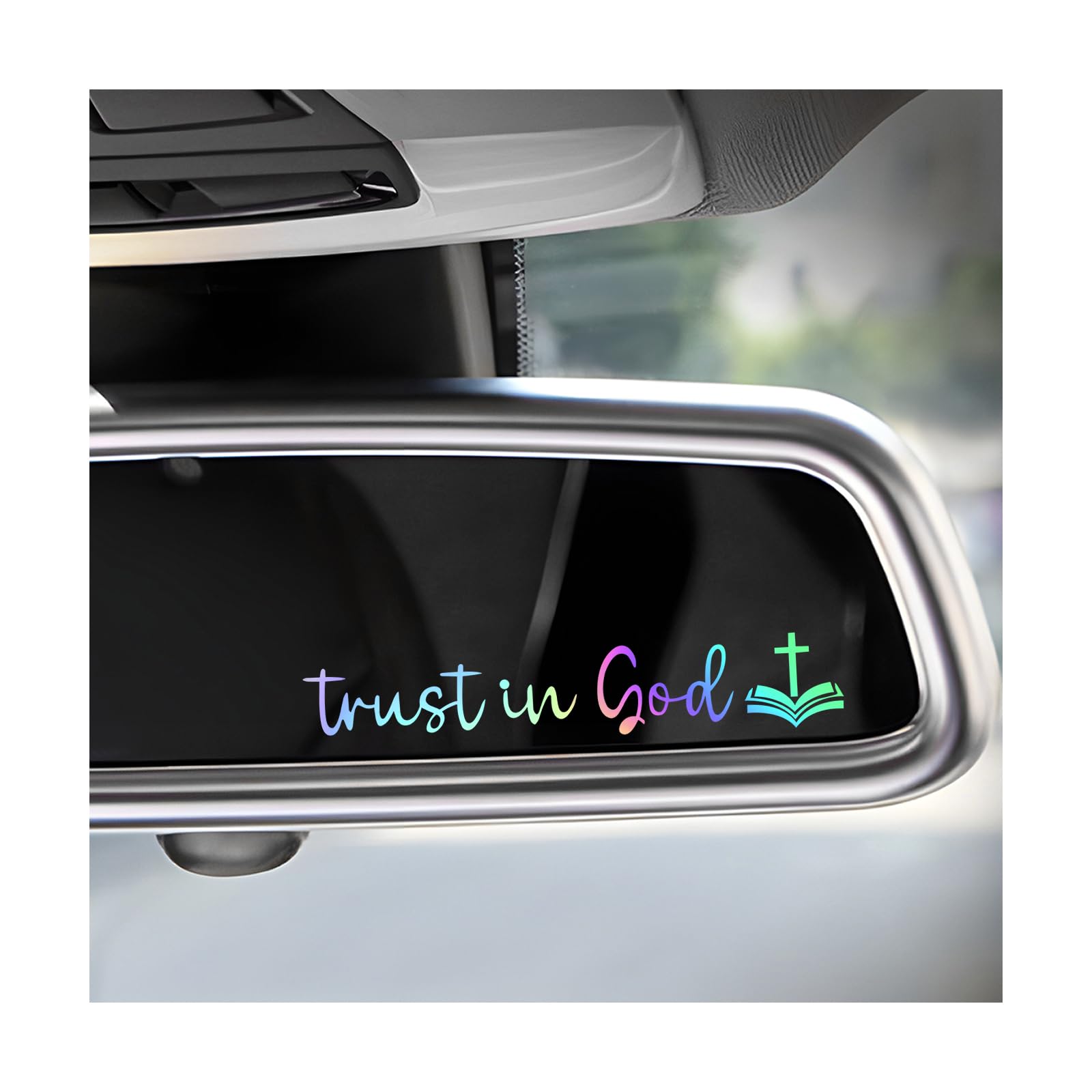 3 PCS Trust in God Rearview Mirror Decals Christian Rear View Mirror Sticker Cute Car Accessories Religious Affirmation