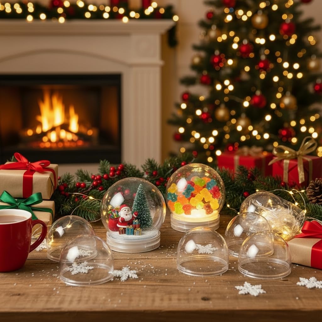 DOITOOL Schneekugeln Basteln : 20 Stück 150 ml DIY Schneekugel – 6,9 cm Transparente Kunststoff Mini Schneekugel Mit Schraubkappe – Leere Kunststoff- Für Handwerk Weihnachtsdekoration Befüllen Kinder