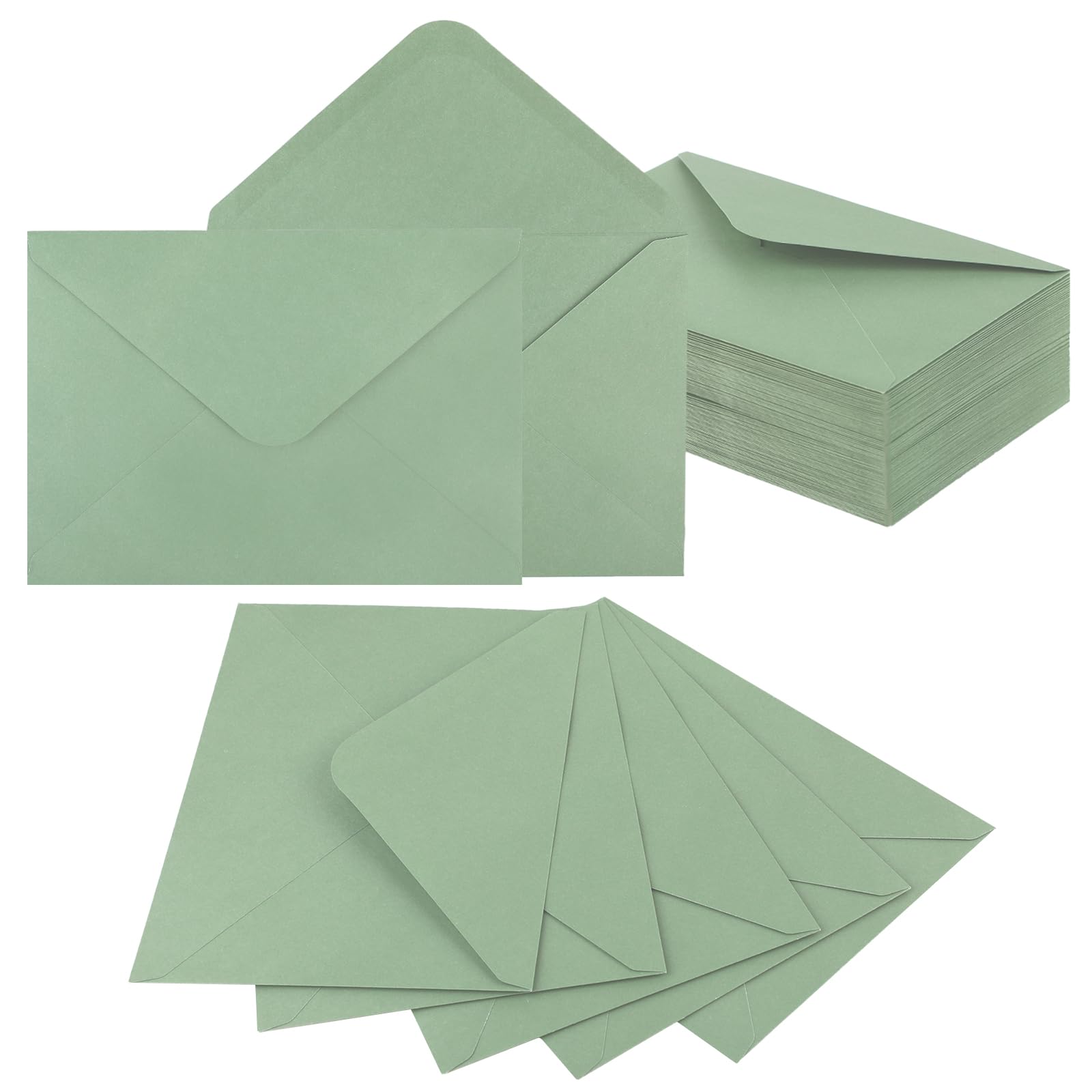 100 Szt. Kopert B6 13x18 cm - Kolor Eukaliptusowy, 120 g/m² - Bez Okienka, Klapka Zaostrzona, Zamknięcie Klejowe - Na Zaproszenia Ślubne, Kartki Okolicznościowe i Przyjęcia