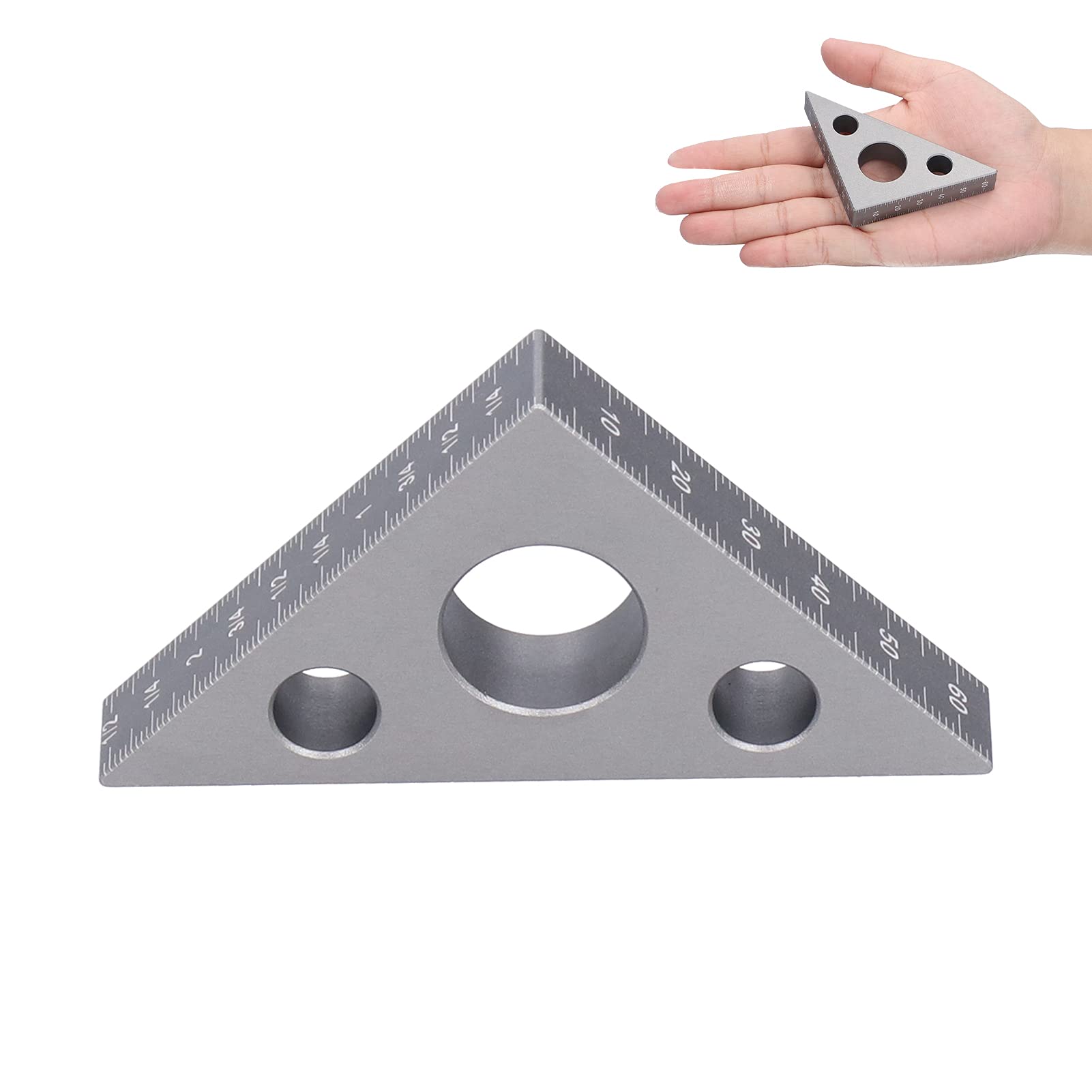MRKU Righello Triangolare in Lega di Alluminio, Scale imperiali e metriche, Triangolo rettangolo isoscele ad Alta precisione