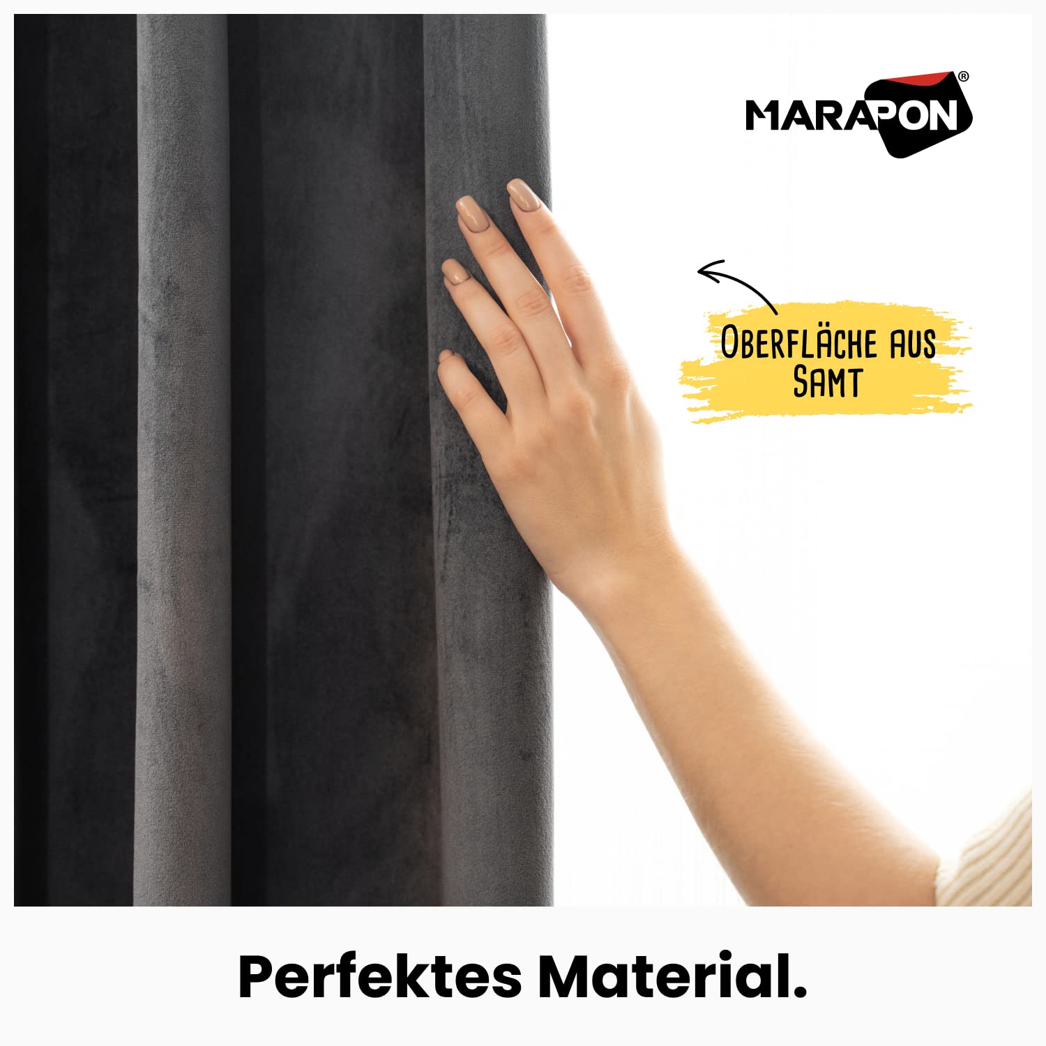 MARAPON® Gardinen aus Samt in Grau [2 Stück] | mit Multifunktionsband | Vorhänge Blickdicht | Verdunkelungsvorhänge für Hitzeschutz | Gardine Wohnzimmer | Schiebegardinen isolierend