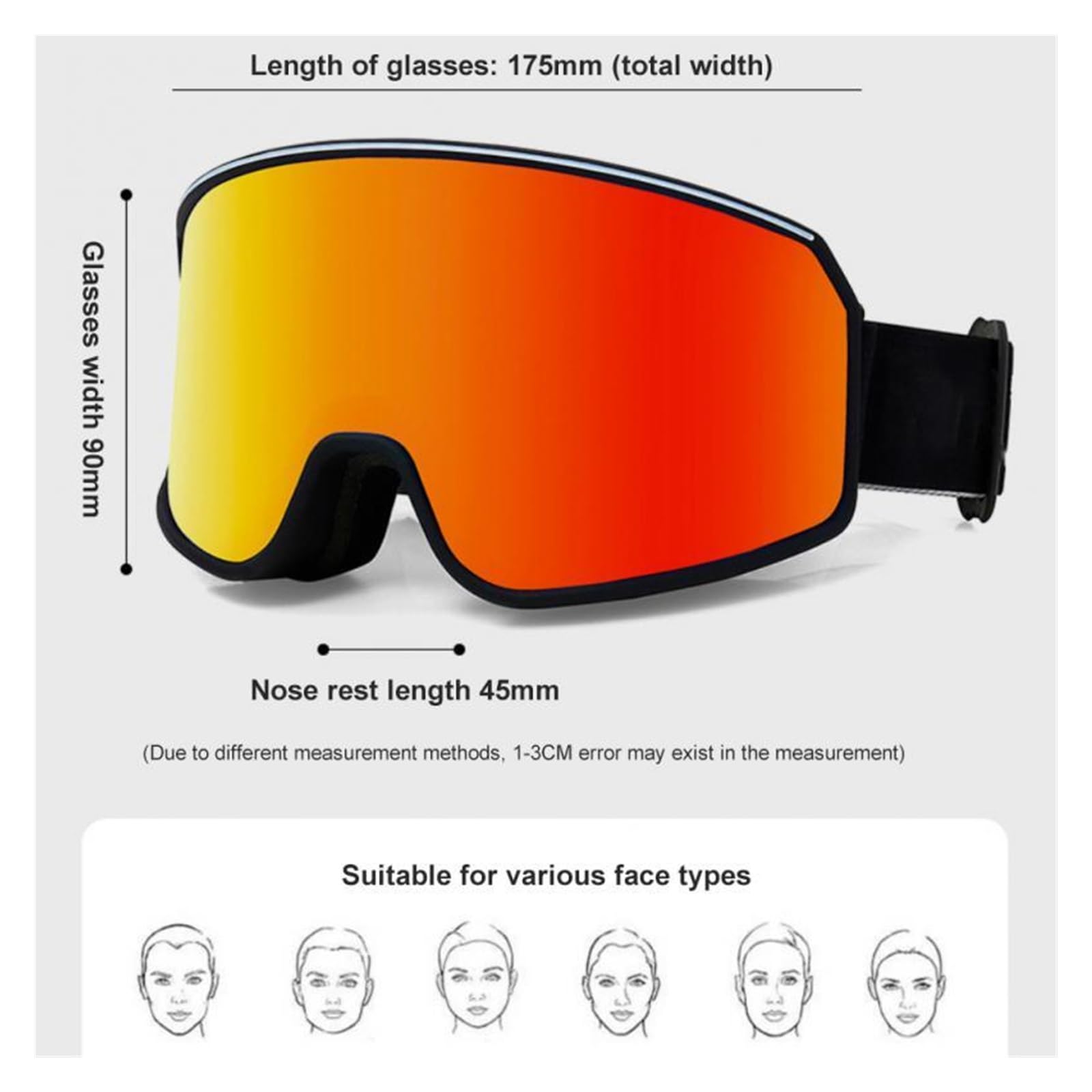 Gafas de esquí cilíndricas antiniebla Gafas de esquí antiniebla Gafas de esquí de campo amplio Gafas de esquí Gafas de esquí a prueba de viento Gafas de esquí para exteriores Gafas para exterior