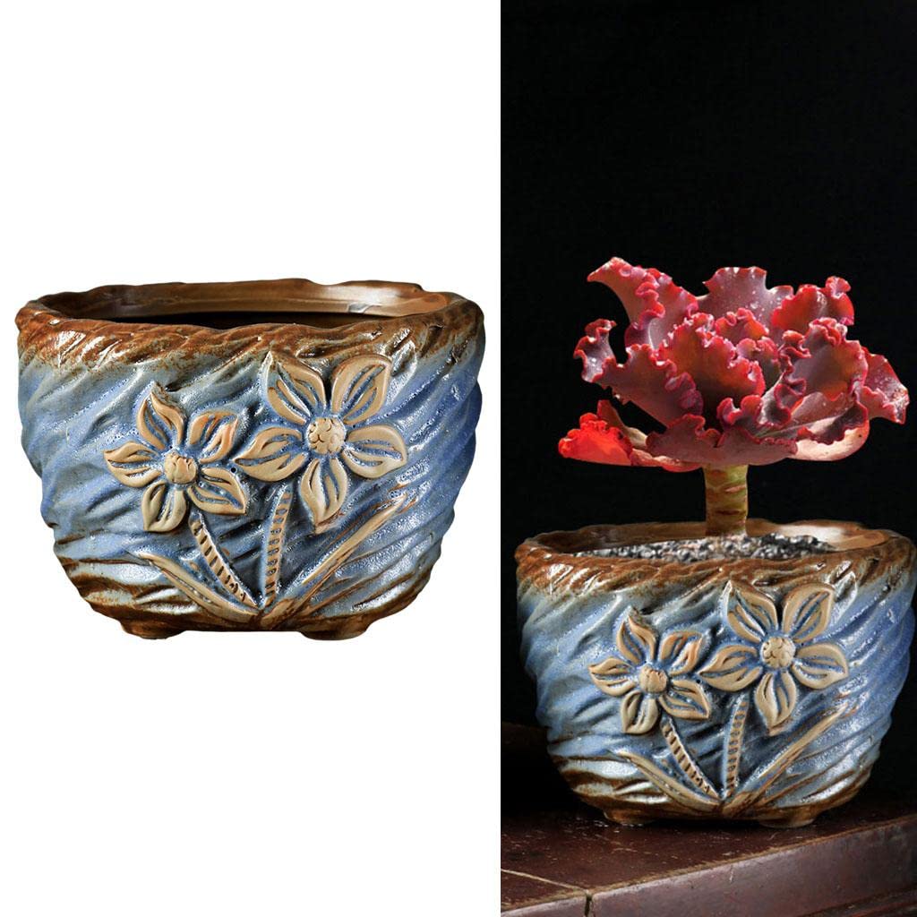 Succulent Plant Pot Cactus Flower Pot Decor Planter Pots Blue 5.8x5x3.9in-image-38