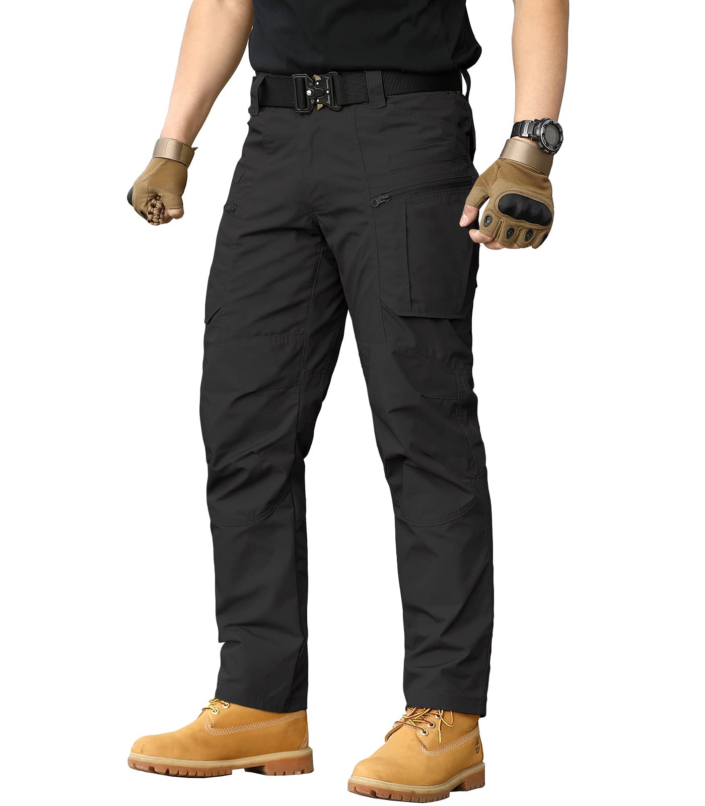 CARWORNICMen's Lightweight Tactical Pants Ripstop Military Cargo Pants Water Resistant Outdoor Hiking Work Pants