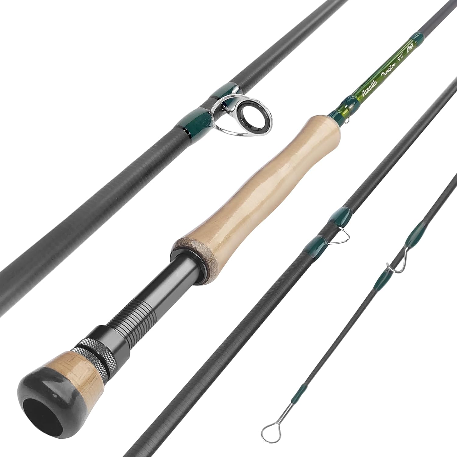 Aventik Fly Fishing Rod with Tube,4 Pieces,9FT 5wt,9FT 8wt, Carbon Fiber Fast Action Ultra-Portable Fly Rod for Traveling(Troutflow Series)
