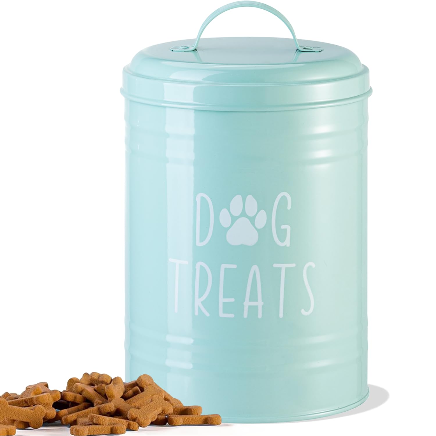 NIXBYO Dog Treat Container, Treat Container with Airtight Lid, Pack of 2-9 x 5.5 Inch & 7 x 4 Inch Metal Dog Biscuit Tin for Country House Kitchen Counter, Pet Snack Storage Box (Green-Single) — image 1