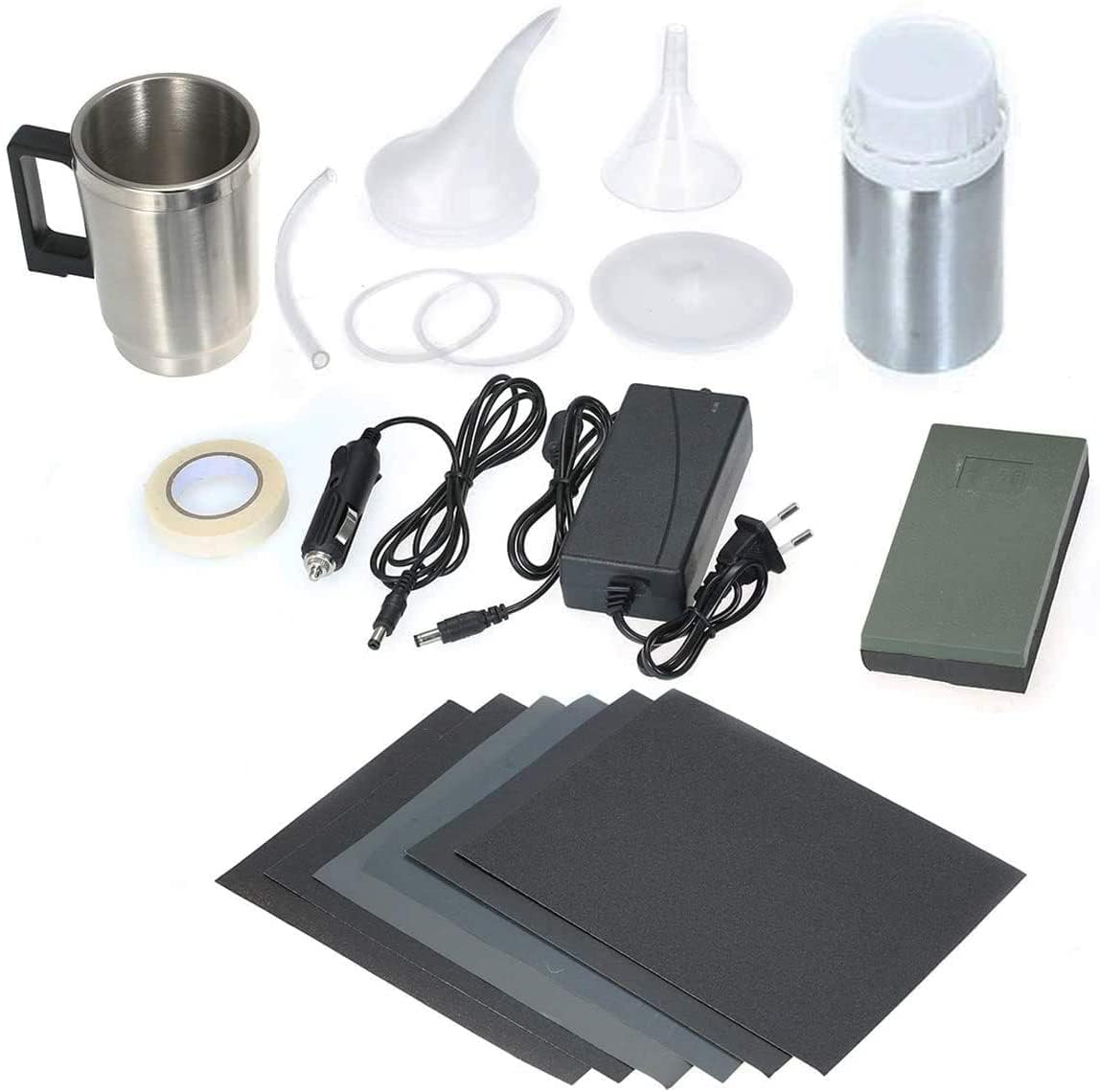 Kit Restauración Faros Coche Polímero Líquido 800ml con Lijas Cinta Vaporizador y Accesorios Completo