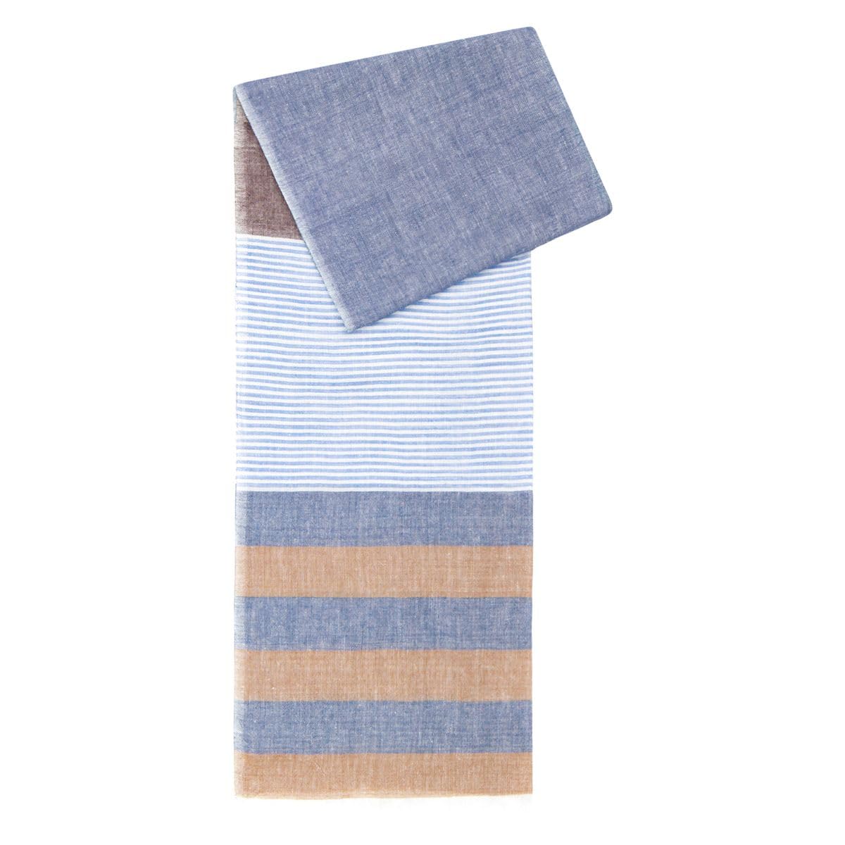 Lindenmann Scarf Homme Bleu/Beige, 55% Coton / 45% Viscose, Taille Unique, À Rayure, 190 cm x 50 cm