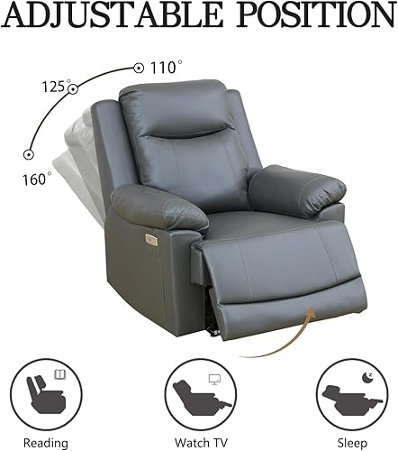 Miniatura 27 de Juego de 2 sofás reclinables de energía eléctrica, muebles de sala de estar, tapicería de cuero de aire, puertos de carga USB 2.0, tiras de luz LED,