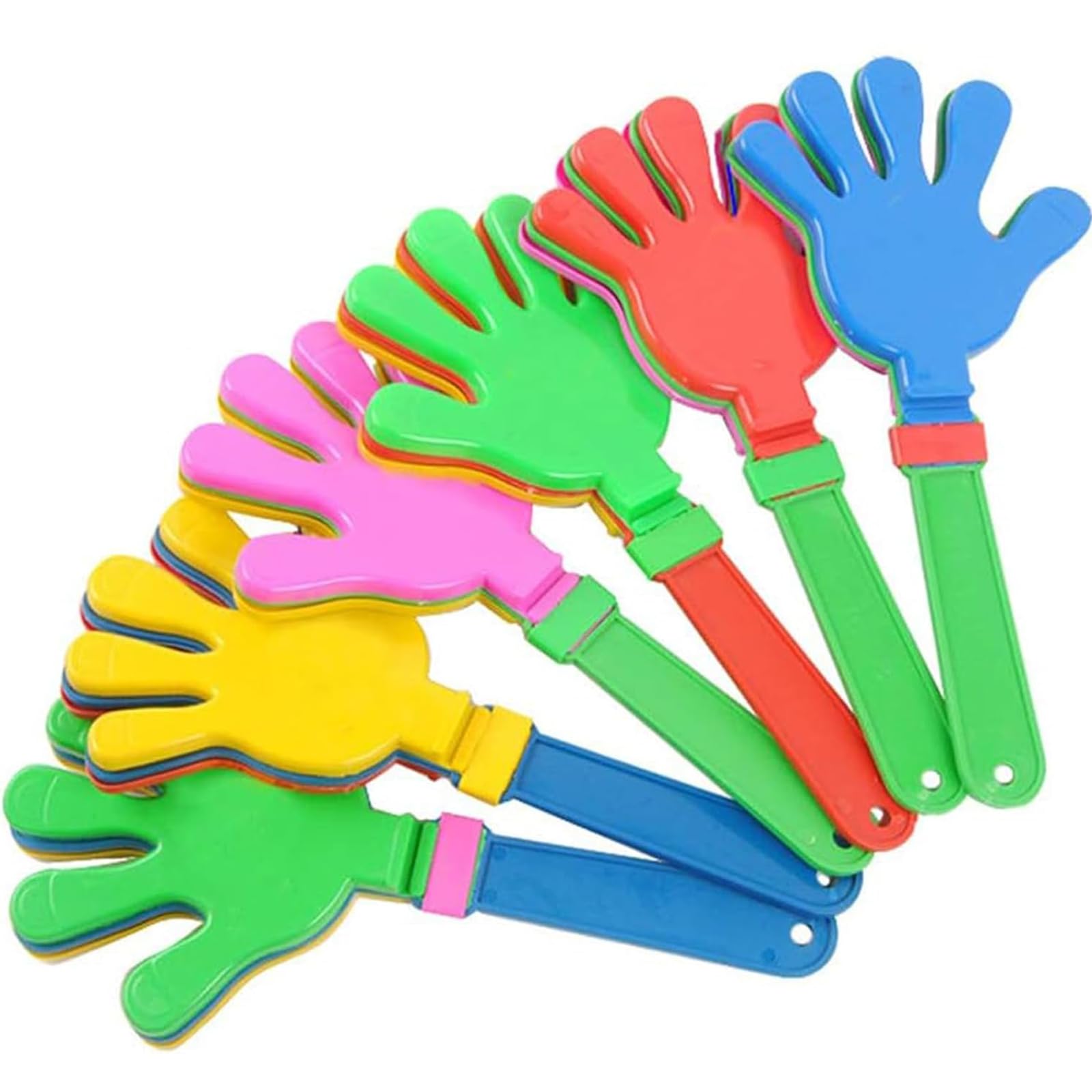 Photo 1 of 10 Pcs 11 Inch Hand Clappers Noisemaker Noise Maker Colorful Large Noisemaker Plastic Clapper Noisemaker for Basketball Footbal Sporting Events Festival Birthday Cheers Supplies for Kids 3+