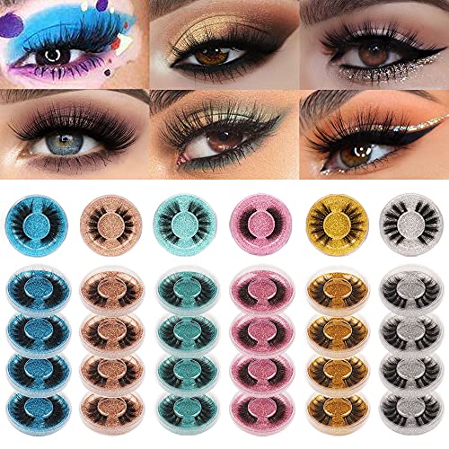 30 Pairs Natural False Eyelashes Pack 6 Mixed Styles Wholesale Lashes 3D Lashes Bulk Wtvane Fake Eyelashes Fluffy Reusable Wispies Eye Lashes Full Dramatic Lashes with Portable Boxes
