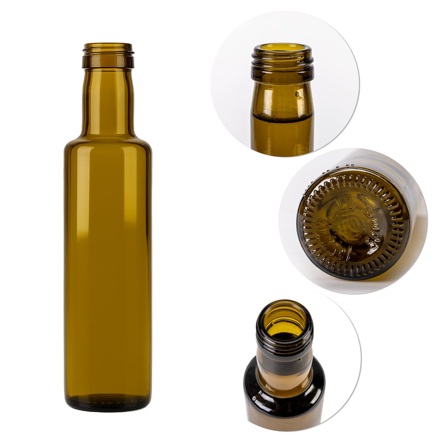 Szklana butelka Dorica 250 ml z dozownikiem – na oliwę z oliwek, olej i wino (50, szkło oliwkowe)