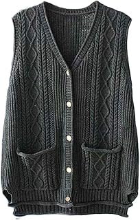 FTCayanz Women's Sweater Vest Button Down Cable Knit Cardigan Outwear