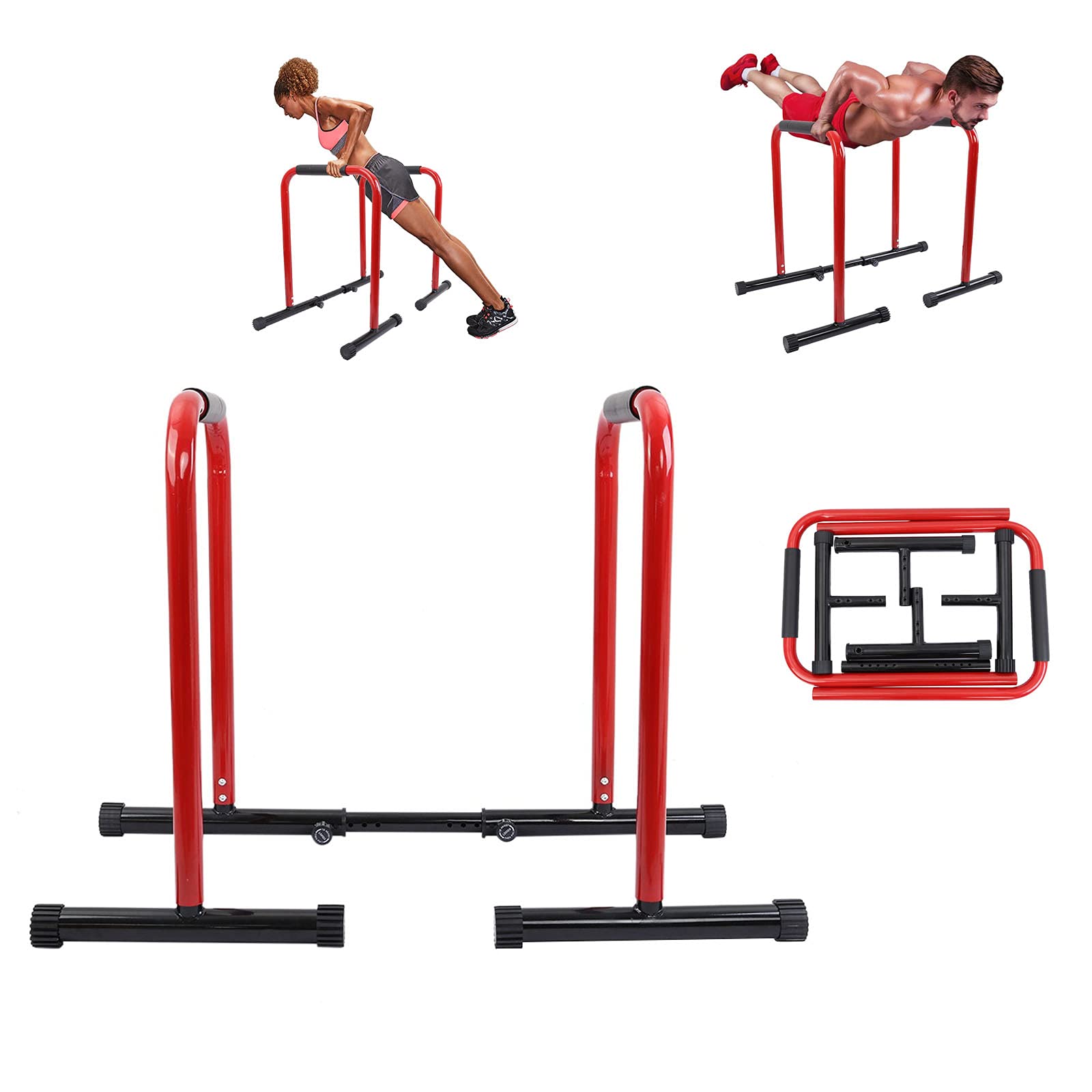 DSVF Dip Station Body Press Bar Functional Heavy Duty Adjustable Dip Stands with Foam Grips,Fitness 