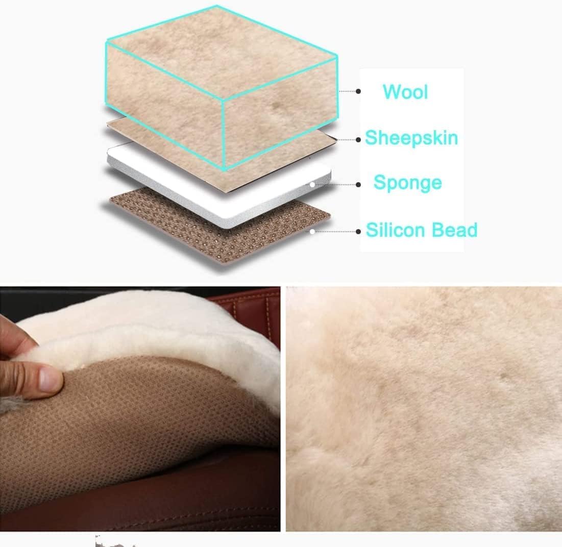 2 Packs Genuine Sheepskin Car Seat Cushion Natural Fur Wool Seat Cover for Cars Trucks SUV Soft Comfort Office Chair Protector Pad Car Accessories Universal Fit