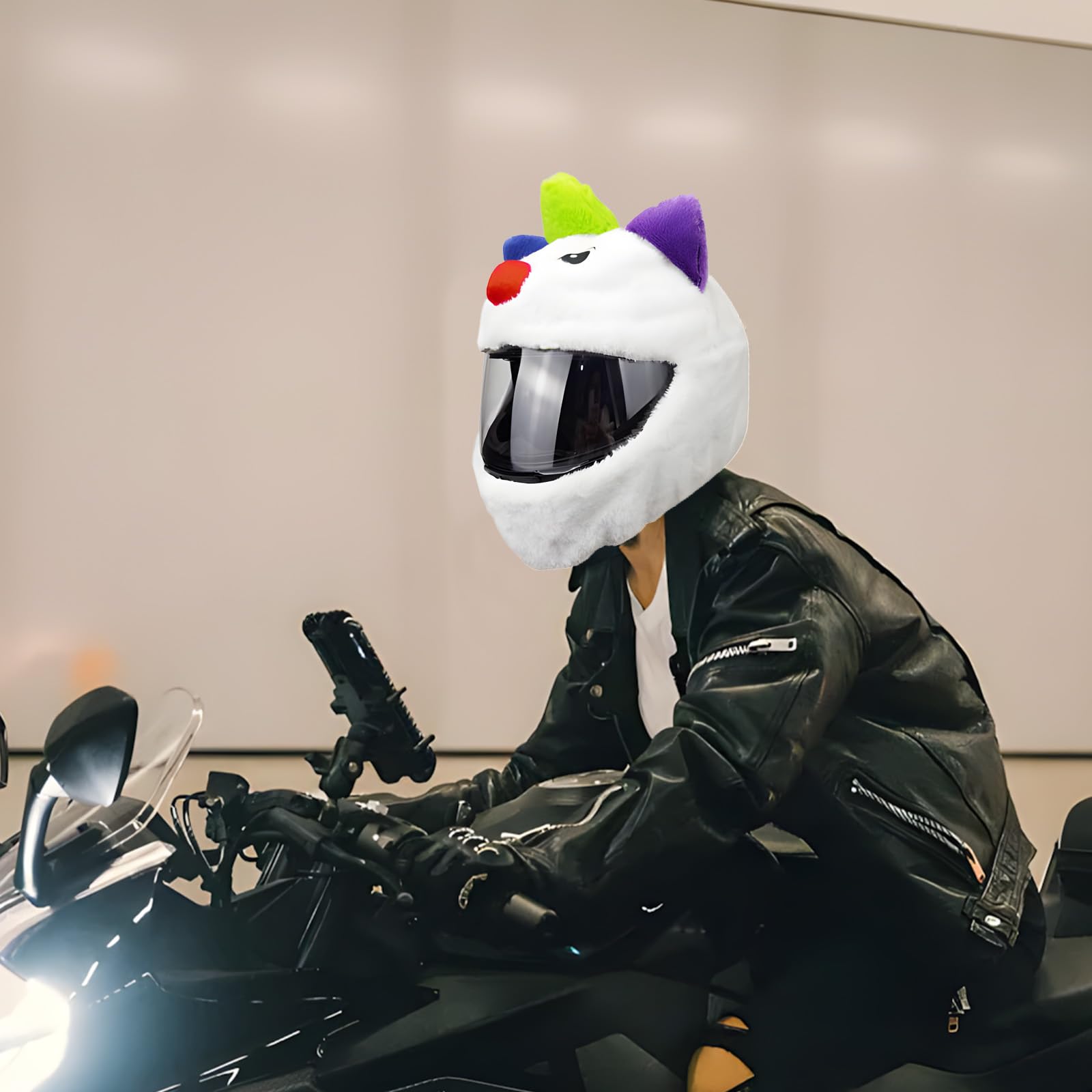 Housse De Casque Moto Amusante En Tissu Peluche - Protection Anti-Poussière Et Style Unique (Citrouilles, Pandas, Diables, Requins)