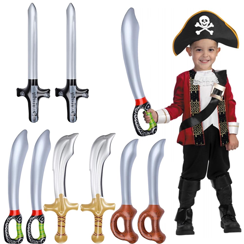 Paquet de 8 Couteaux de Pirate Gonflables, Épée de Pirate, Ballons pour Fête Cosplay Halloween