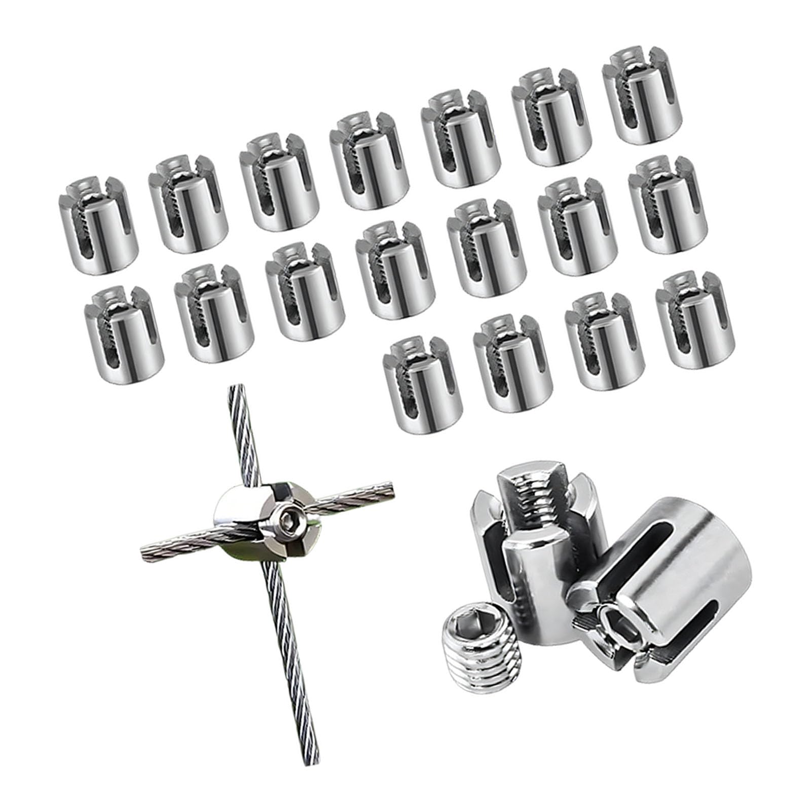 20X T316 Marine Grade X Cable Clamps for 3mm Wire Rope Construction Includes Installation Tool and Fasteners Wire Rope Fasteners