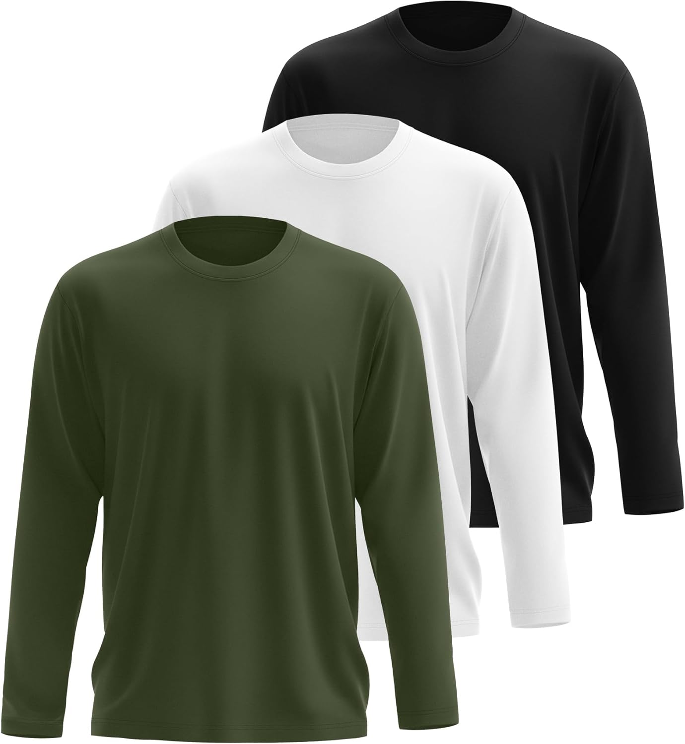 3 Pcs Mens Big and Tall Thermal Shirts Long Sleeve Crew Neck Base Layer Casual Fleece Plus Size Warm Sweatshirts - Image 3