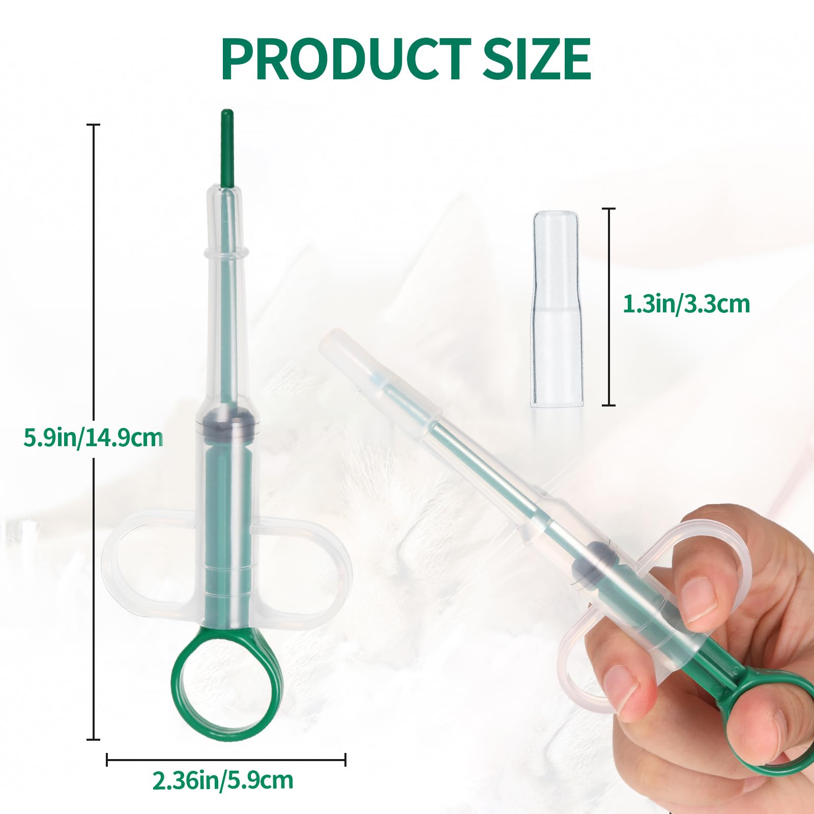 2 Pieces Pet Pill Dispenser Medicine Shooter Feeder Pill Plunger Popper for Small Cat Dog Soft Tip Tablet Syringe Pusher Animal Silicone Medicine Feeder Feeding Accessories (Green/Blue) - Image 4
