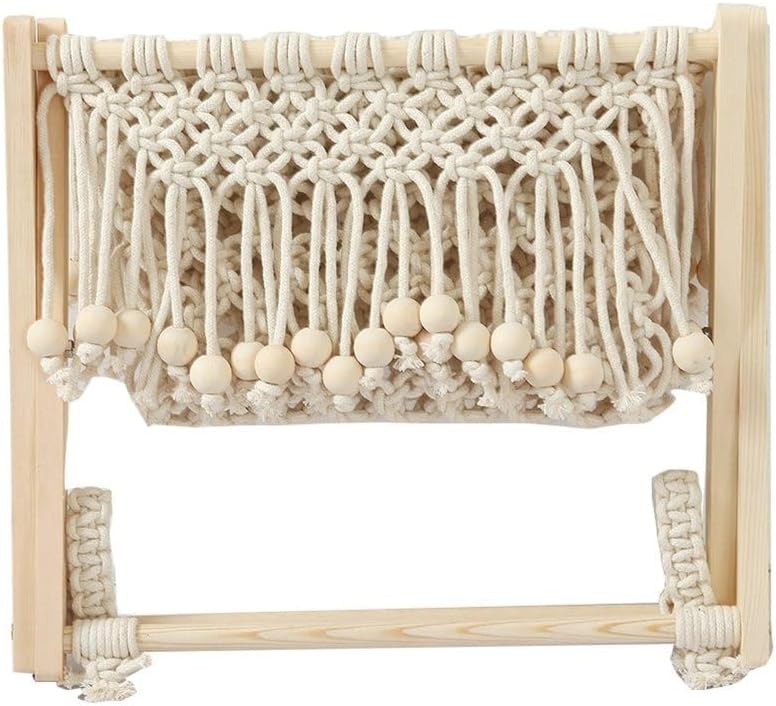 Boho Home Decor Tassel Wooden Beads Woven Storage Standing Basket for Books, Mail, Newspapers,32cm x 19cm x 25cm