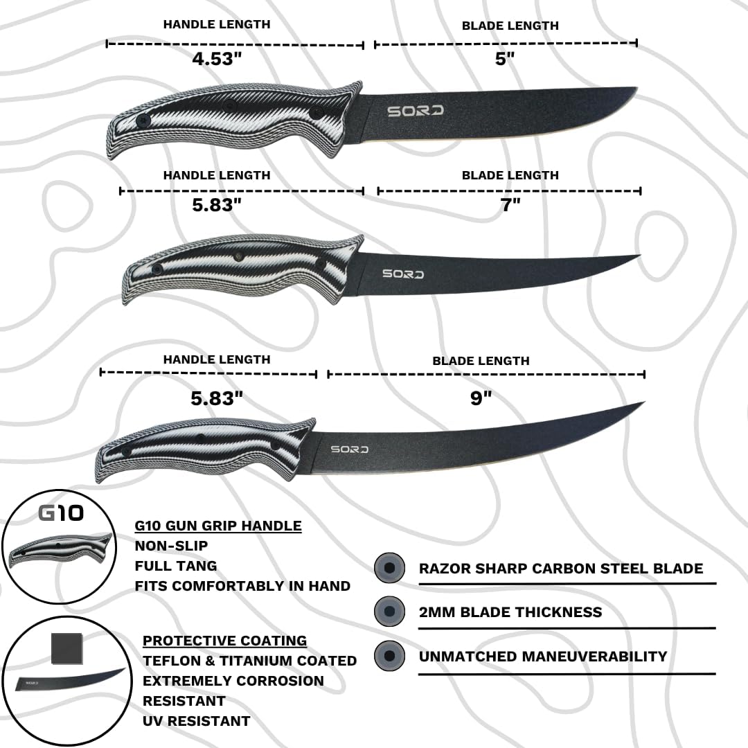 SORD Fish Fillet & Boning Knife Set – Premium Gift-Boxed Knives for Fishermen – Knives Sold In Separate Boxes